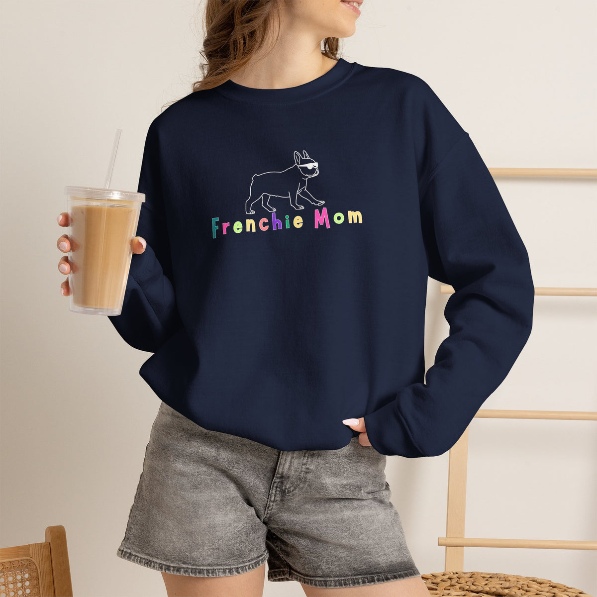 Frenchie Mom Sweatshirt | Colorful French Bulldog Crewneck, Dog Mom Gift, Cozy Pullover