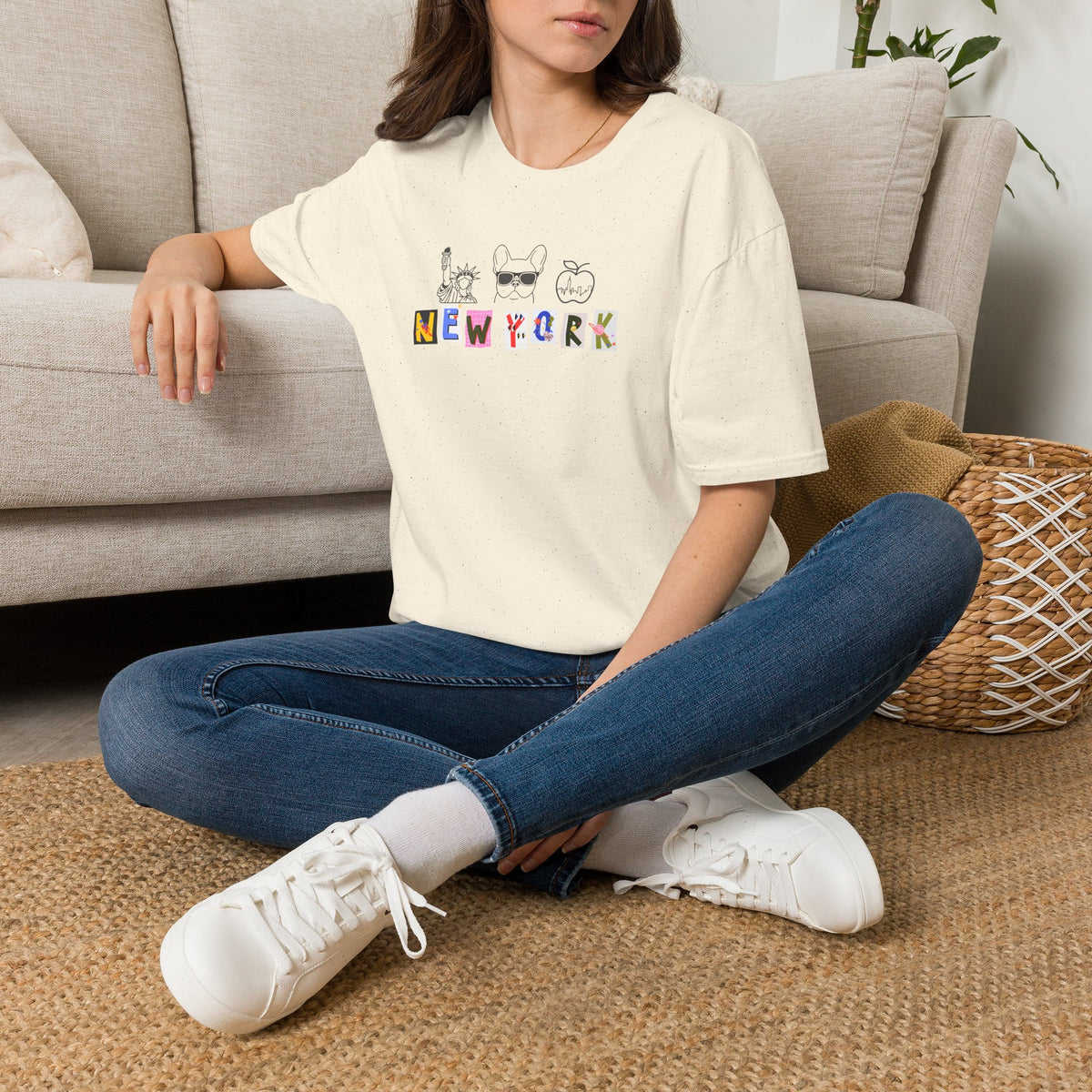 New York City Skyline Graphic Tee, Statue of Liberty Frenchie Shirt, Summer Top