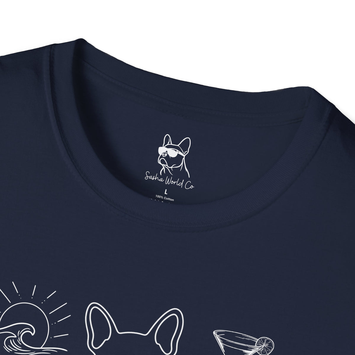 Minimalist Frenchie Beach Drink Tee, Summer Dog Mom Vacation Top