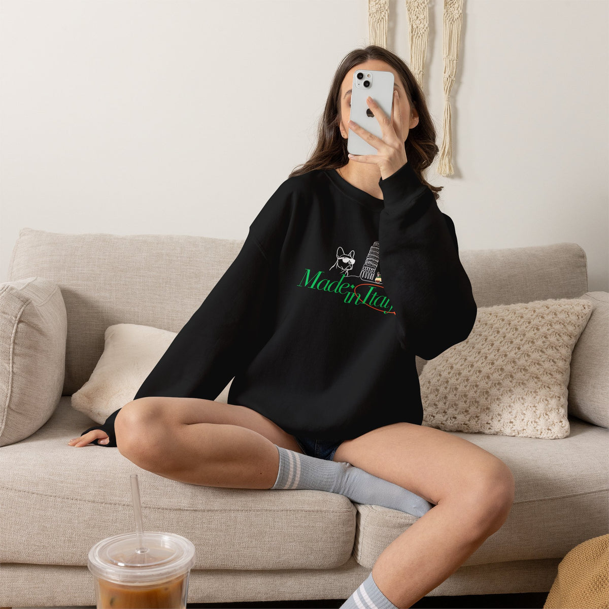French Bulldog Pisa Vespa Sweatshirt, Italian Dog Lover Crewneck Pullover