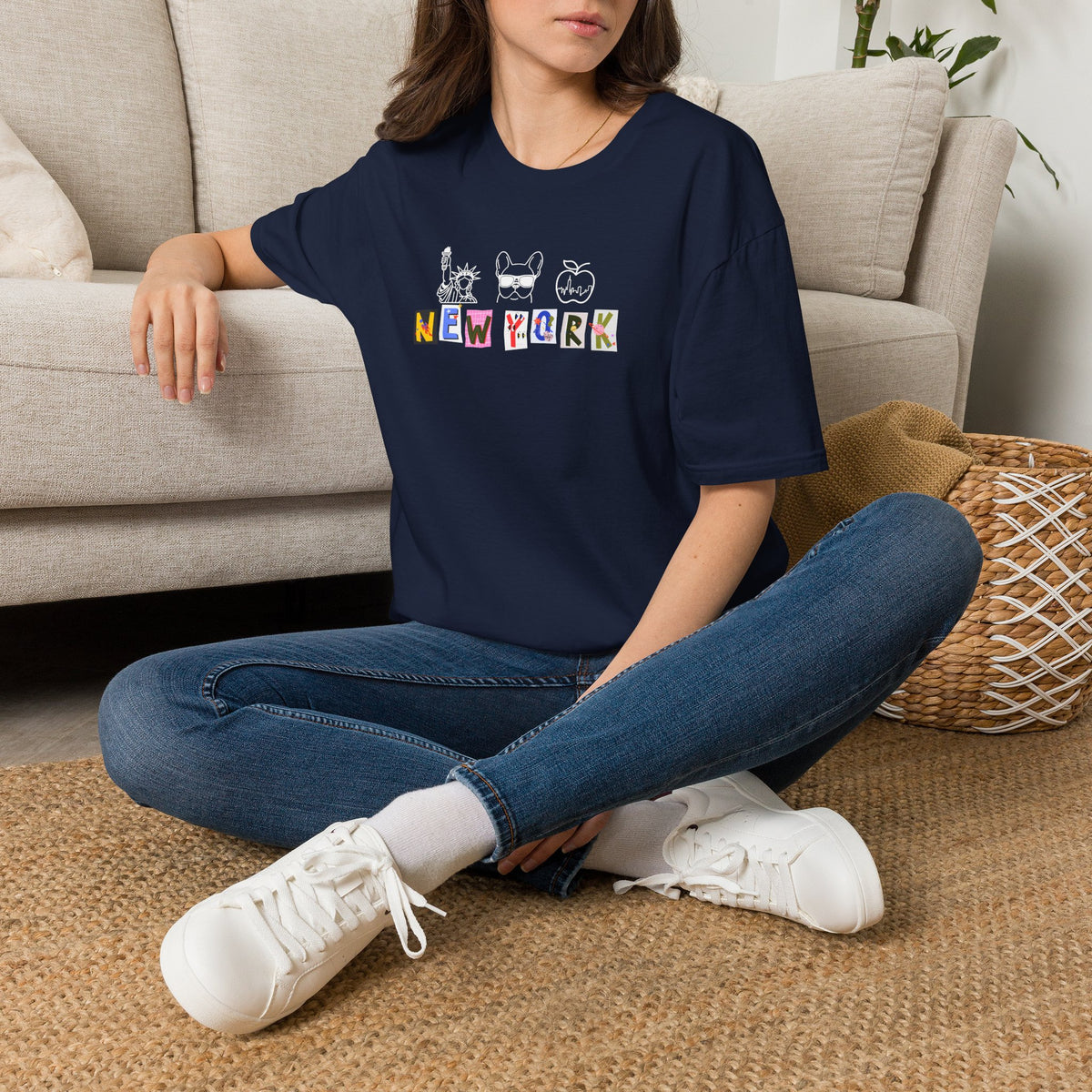 New York City Skyline Graphic Tee, Statue of Liberty Frenchie Shirt, Summer Top