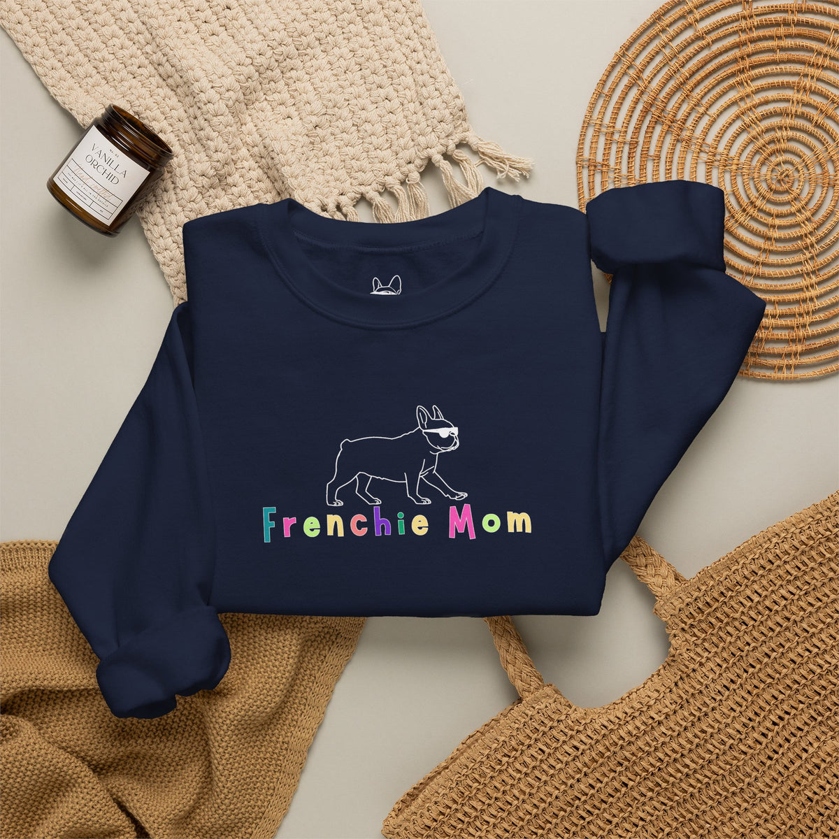 Frenchie Mom Sweatshirt | Colorful French Bulldog Crewneck, Dog Mom Gift, Cozy Pullover