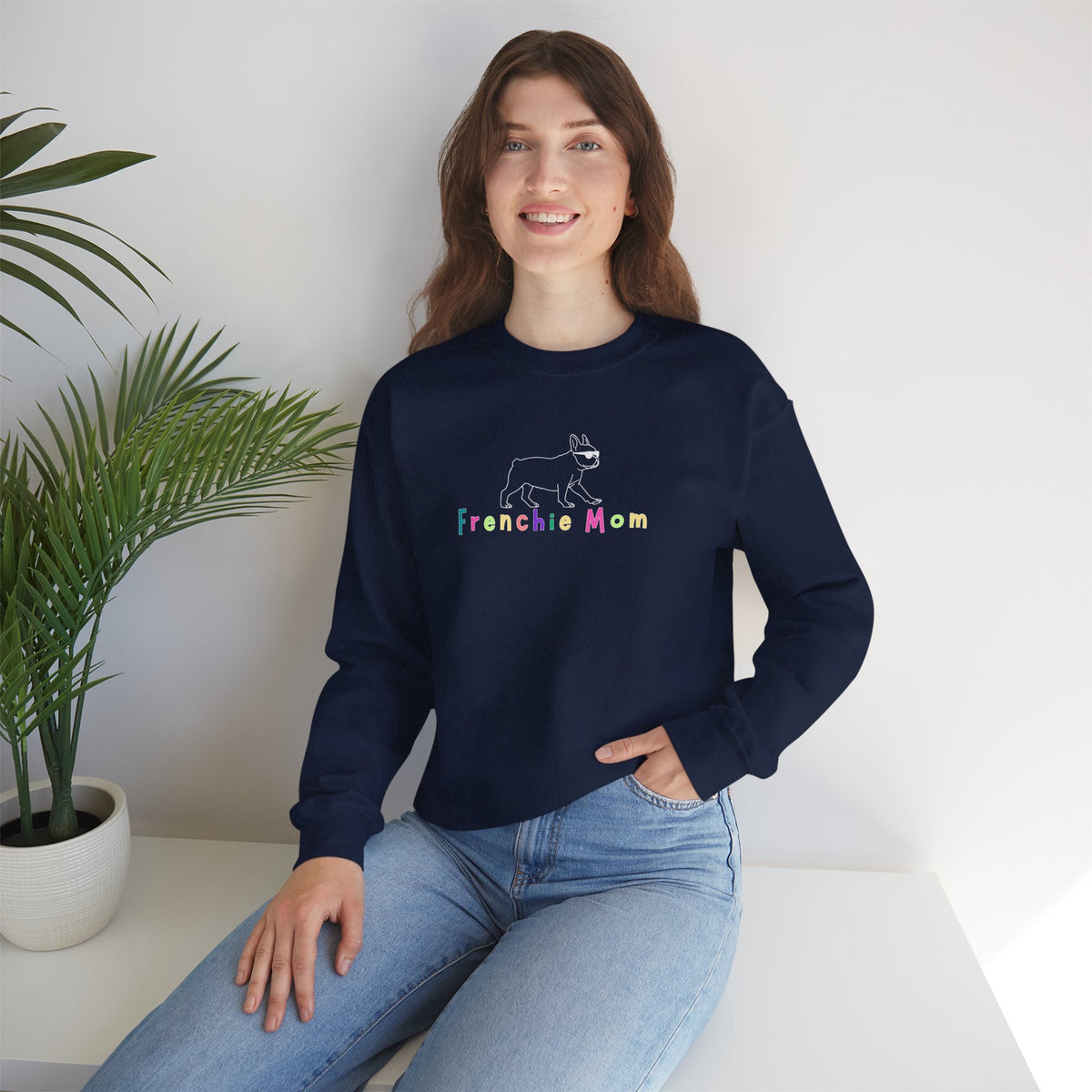 Frenchie Mom Sweatshirt | Colorful French Bulldog Crewneck, Dog Mom Gift, Cozy Pullover
