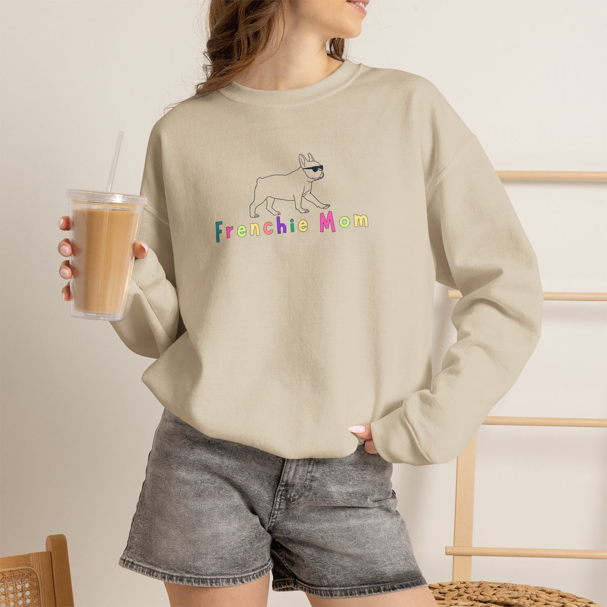 Frenchie Mom Sweatshirt | Colorful French Bulldog Crewneck, Dog Mom Gift, Cozy Pullover