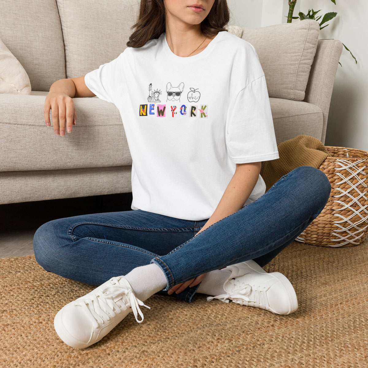 New York City Skyline Graphic Tee, Statue of Liberty Frenchie Shirt, Summer Top