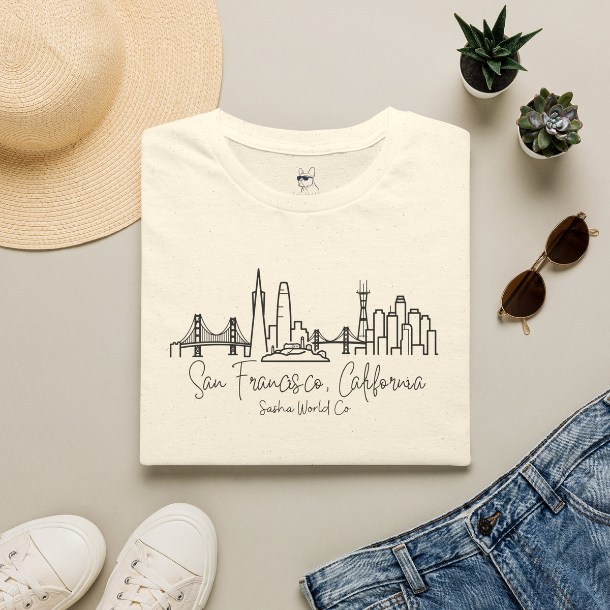 San Francisco Shirt, California Skyline Graphic Tee, Golden Gate Bridge Script Top, City Souvenir Travel Gift