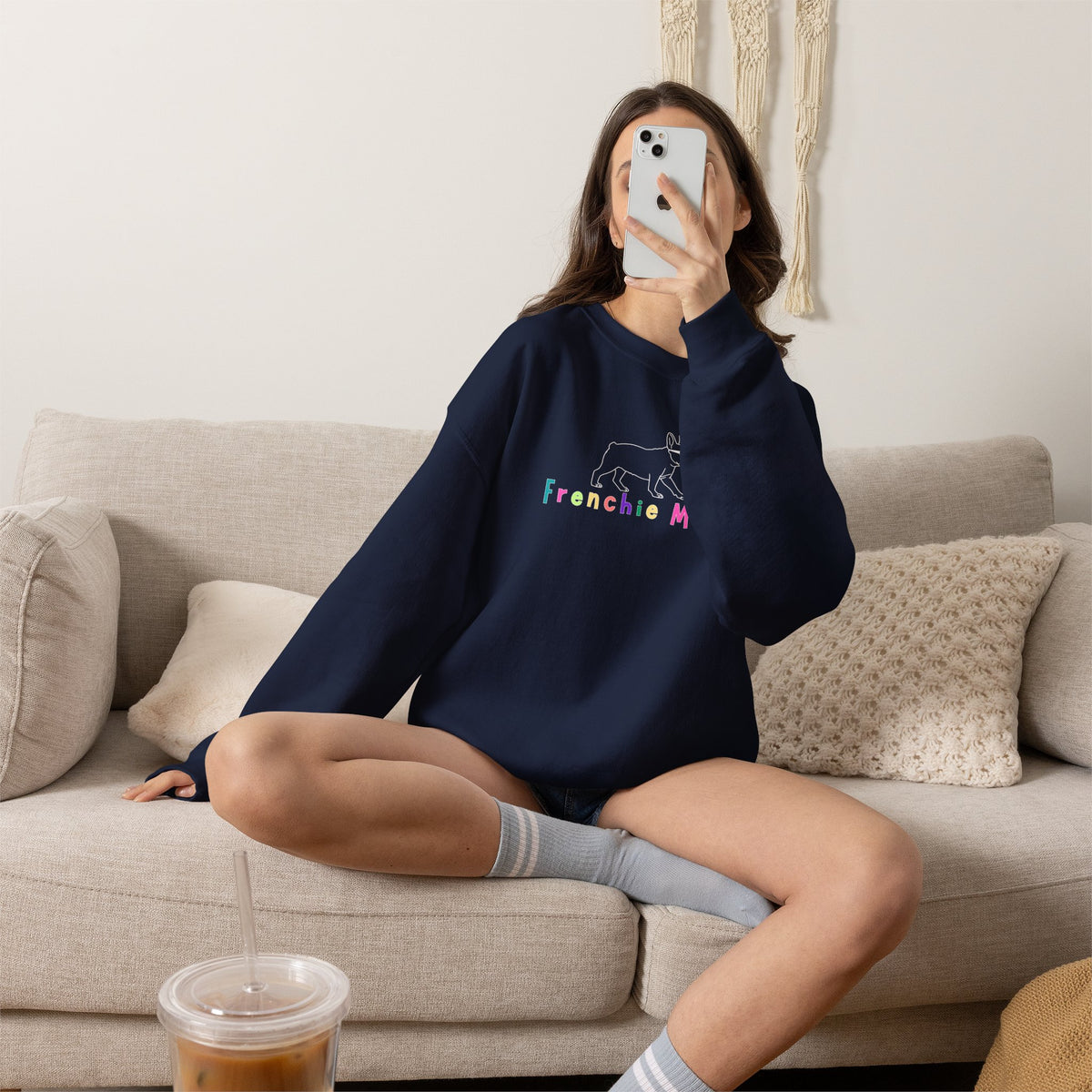 Frenchie Mom Sweatshirt | Colorful French Bulldog Crewneck, Dog Mom Gift, Cozy Pullover