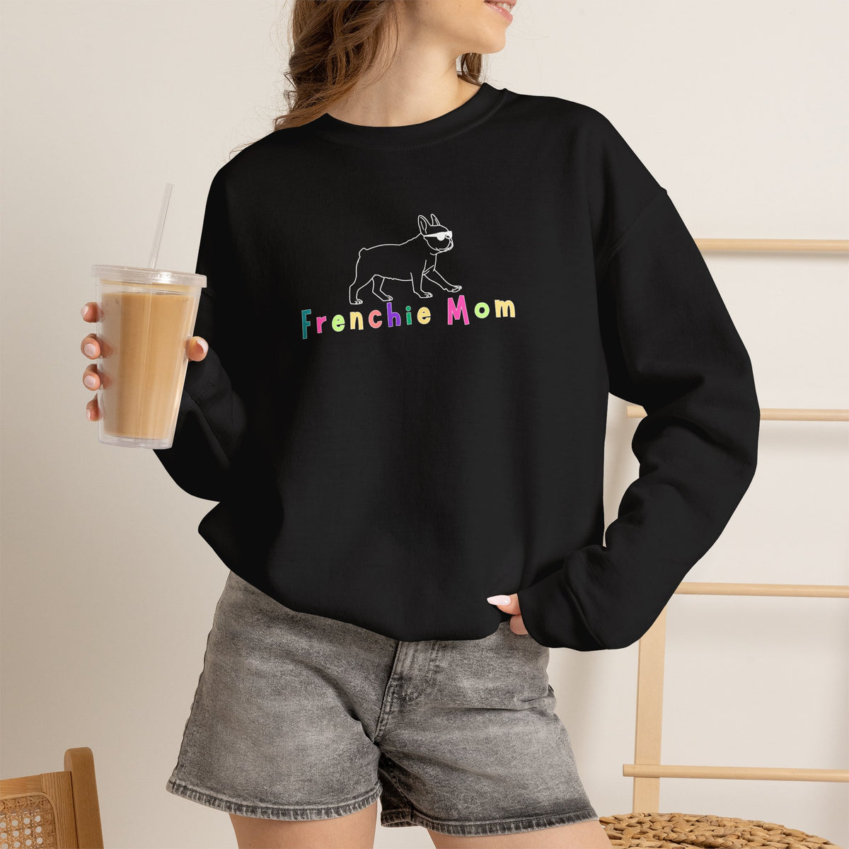 Frenchie Mom Sweatshirt | Colorful French Bulldog Crewneck, Dog Mom Gift, Cozy Pullover