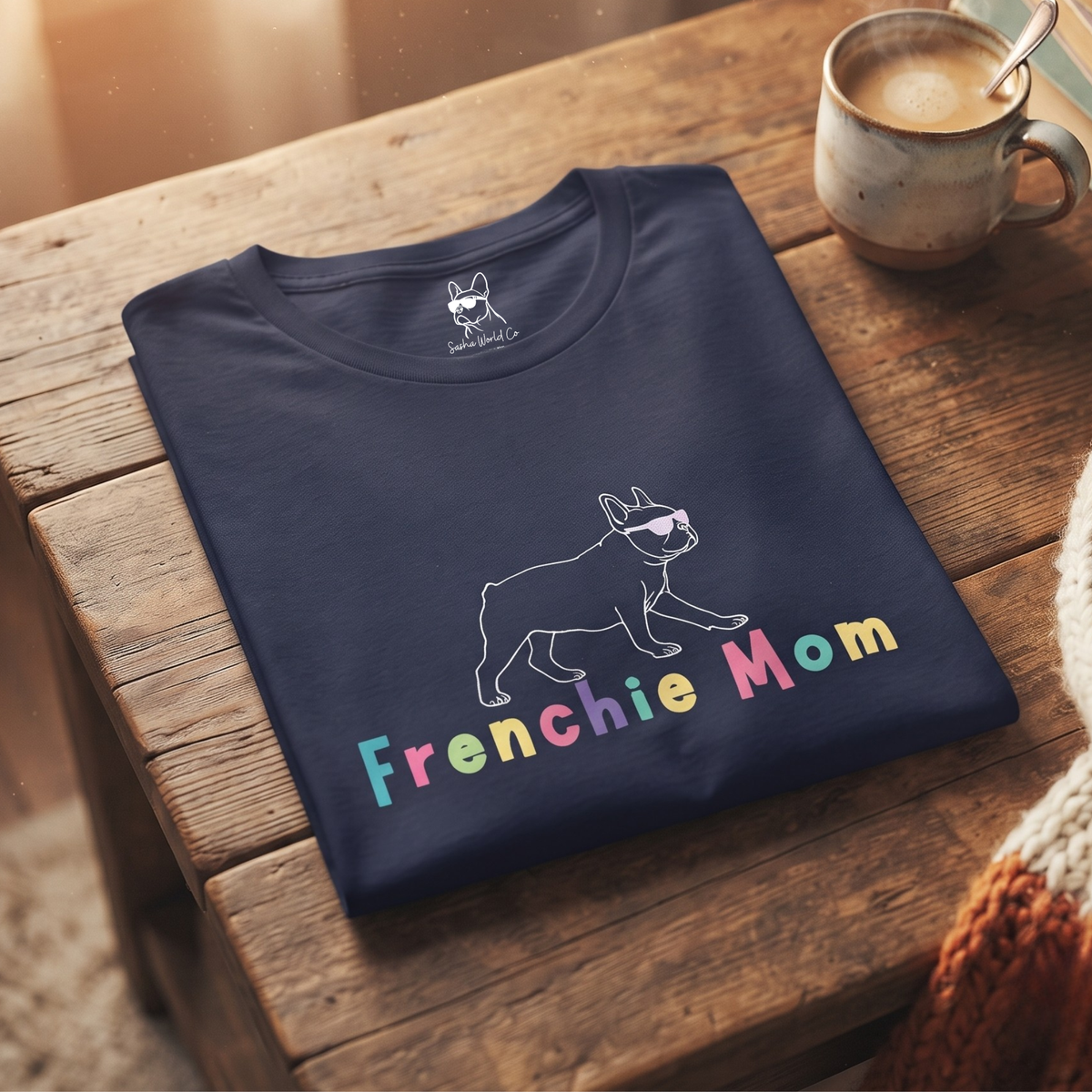 Frenchie Mom Shirt, Colorful French Bulldog Graphic Top, Dog Lover Tee