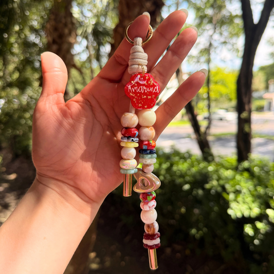 Personalized Beaded Keychain with Resin Initial Charm