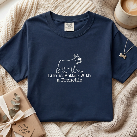 French Bulldog Minimalist Tee, Comfort Colors Dog Lover Shirt, Frenchie Mom